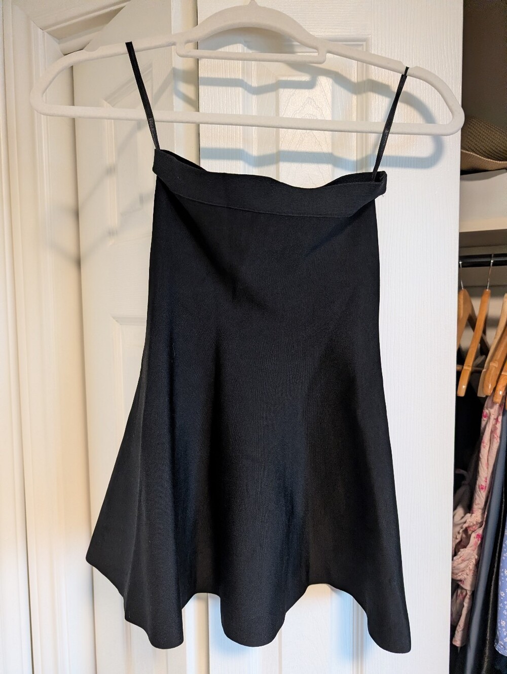BCBG Bandage Peplum Strapless Top